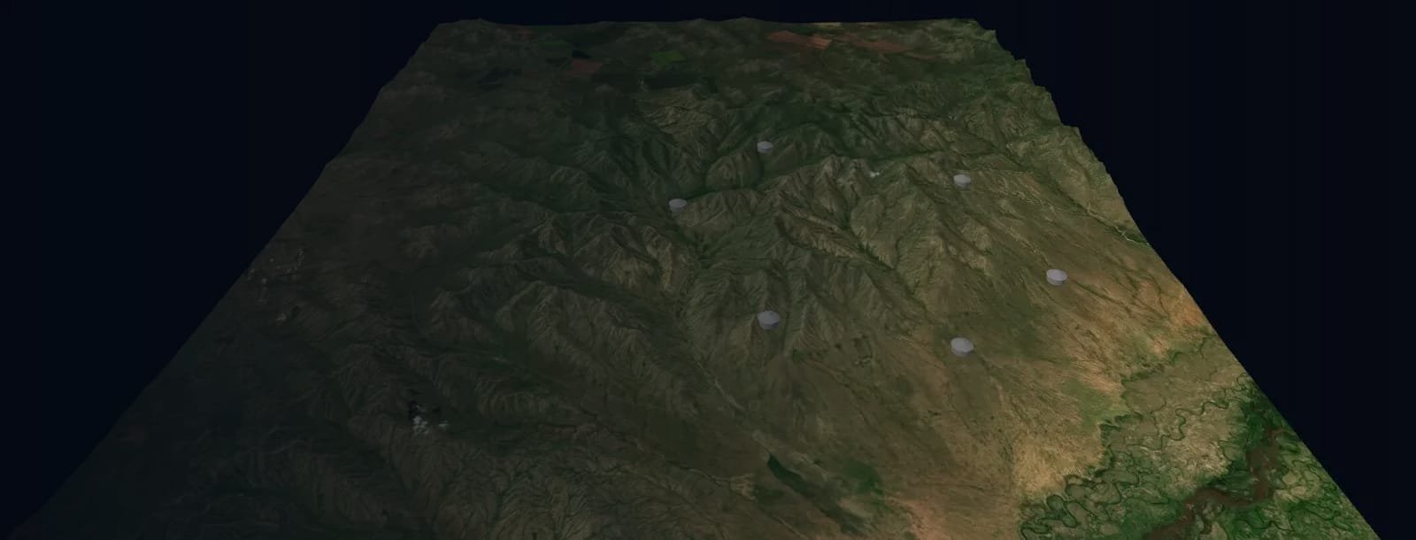 3D model of the Khustai pilot landscape built from Copernicus elevation data and Sentinel-2 imagery